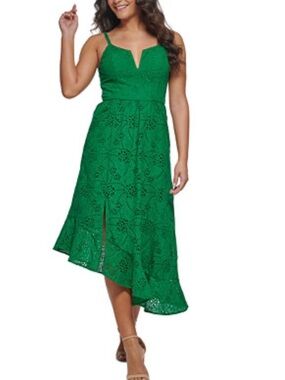 NWT Guess Green Lace High-Low Midi Dress Size 12